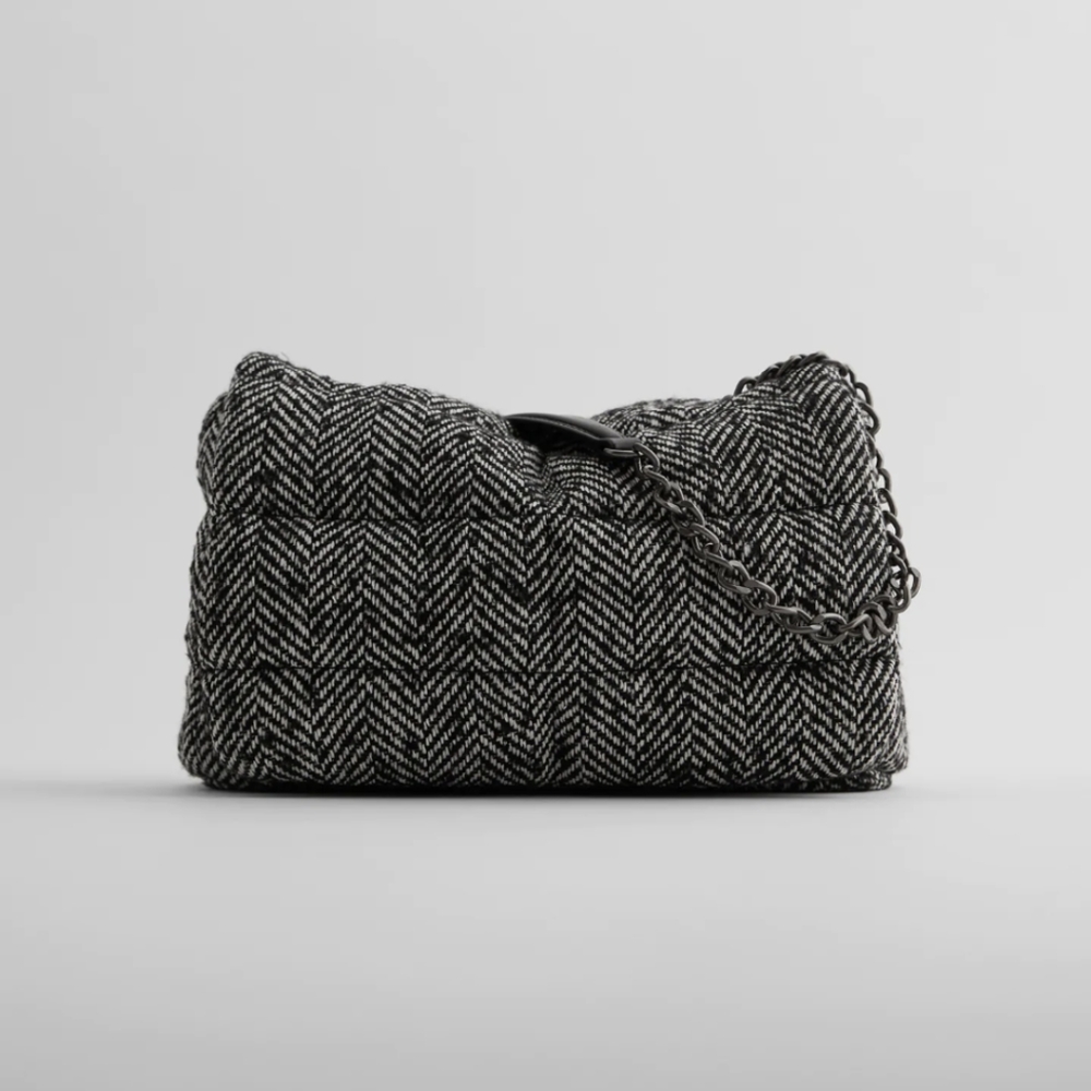 ZARA HERRINGBONE CROSSBODY BAG